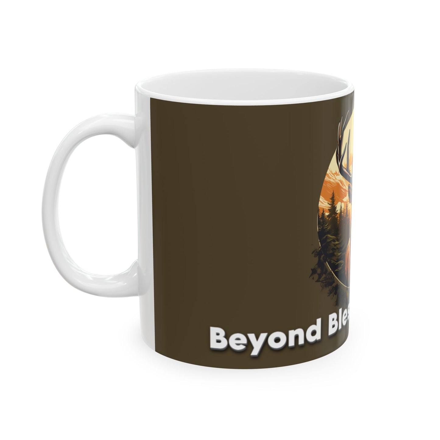 Ceramic Mug Beyond Blessed Outfitters Elk Artwork, (11oz, 15oz)