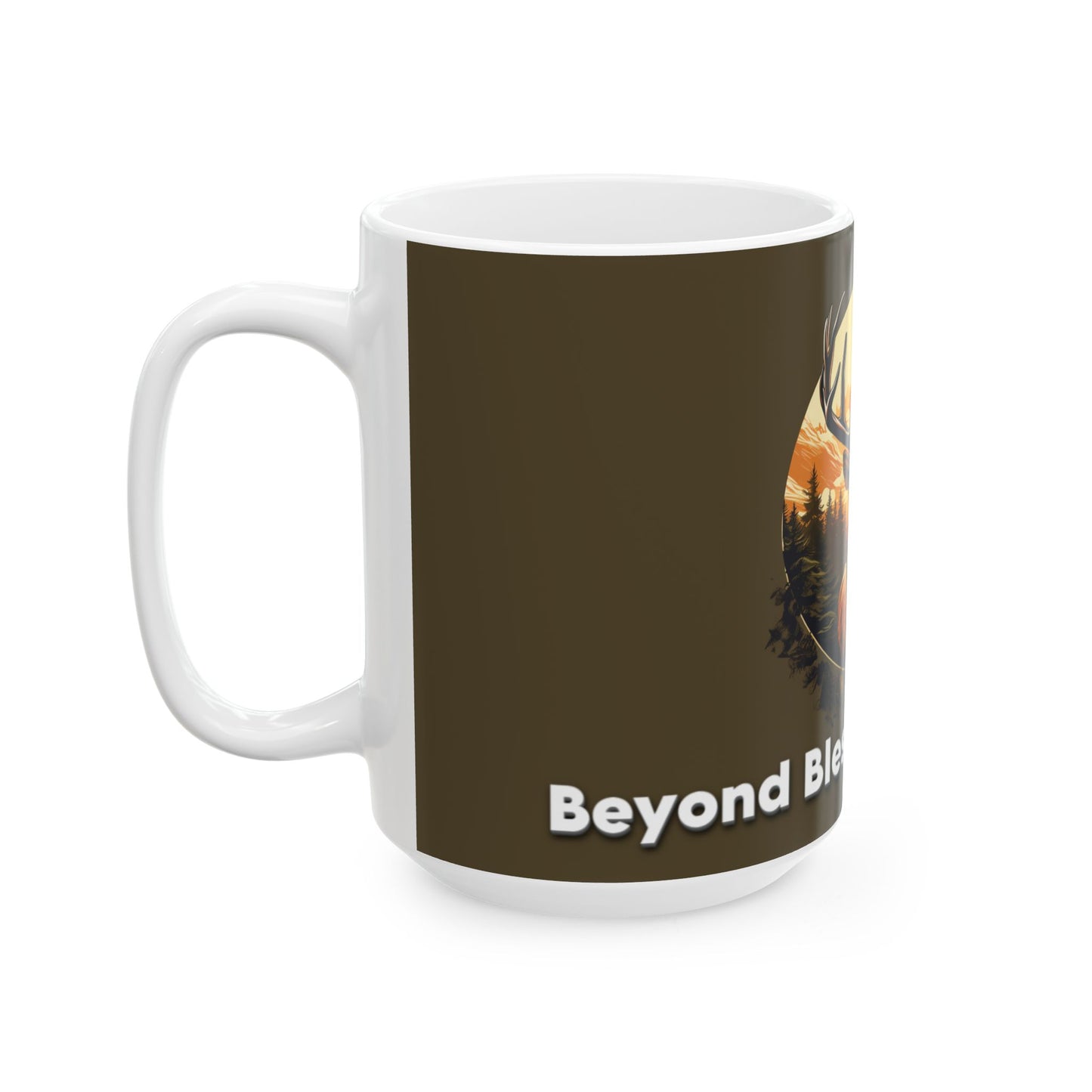 Ceramic Mug Beyond Blessed Outfitters Elk Artwork, (11oz, 15oz)