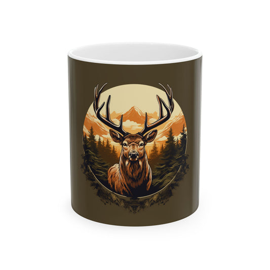 Ceramic Mug Elk Artwork, (11oz, 15oz)